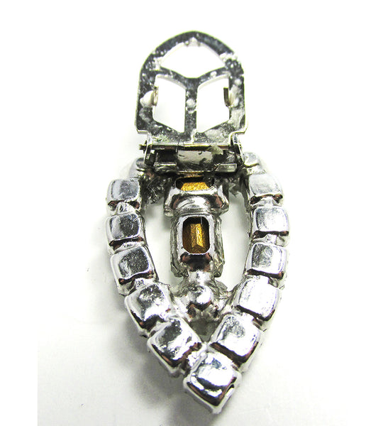 Vintage 1930s Distinctive Early Century Art Deco Diamante Dress Clip - Back