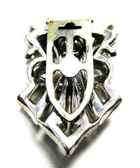 Vintage 1930s Art Deco Amethyst and Clear Rhinestone Dress Clip - Back - Thumbnail