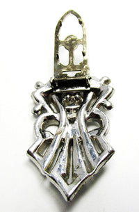 Vintage 1930s Art Deco Amethyst and Clear Rhinestone Dress Clip - Back - Thumbnail