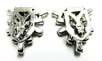 Vintage 1930s Pair of Art Deco Clear Rhinestone Dress Clips - Back - Thumbnail