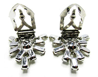 Vintage 1930s Pair of Art Deco Clear Rhinestone Dress Clips - Back - Thumbnail