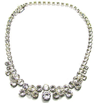 Weiss 1950s Clear Rhinestone Necklace, Earrings, and Bracelet Set - Necklace - Thumbnail