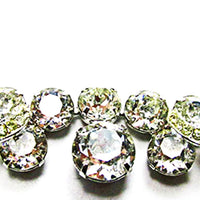 Weiss 1950s Clear Rhinestone Necklace, Earrings, and Bracelet Set - Close Up - Thumbnail