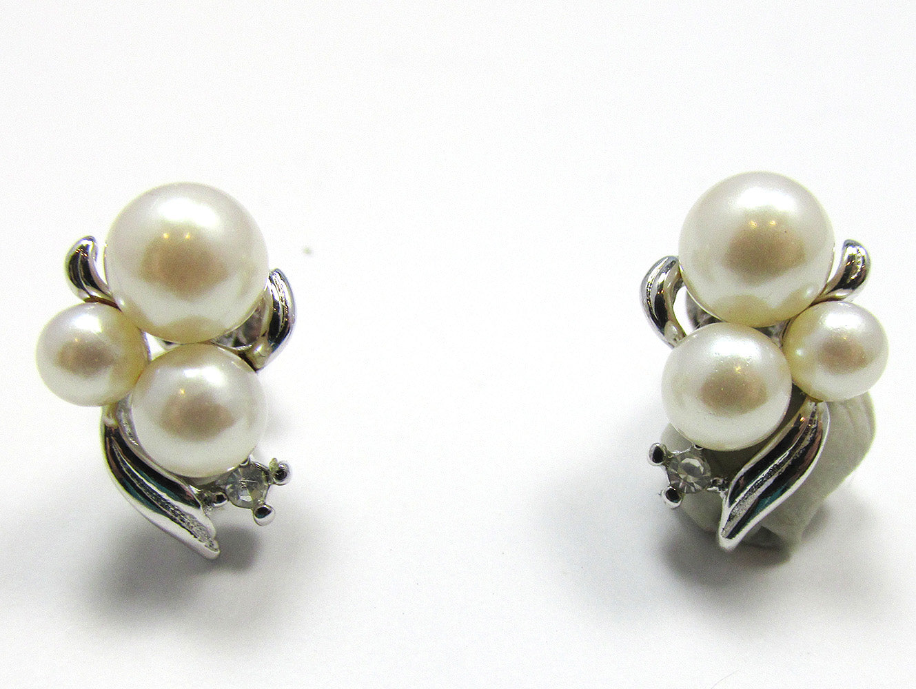 Vintage 1970s Marvella Designer Diamante and Pearl Earrings