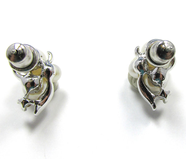 Vintage 1970s Marvella Designer Diamante and Pearl Earrings - Back