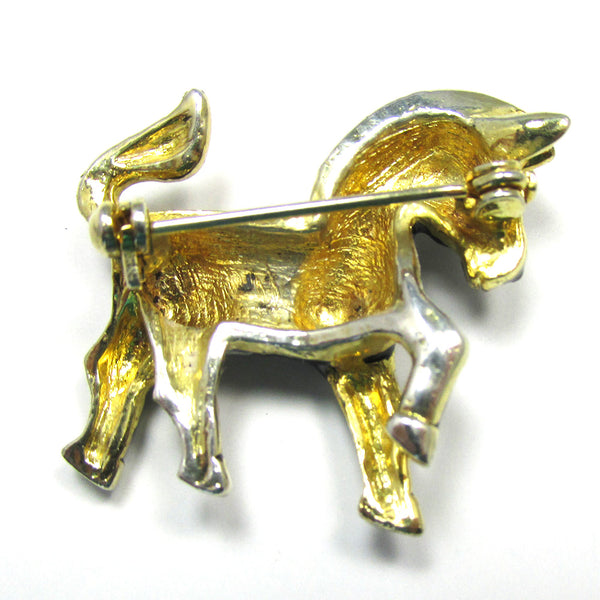 1960s Mid-Century Vintage Marcasite and Enamel Figural Zebra Pin - Back