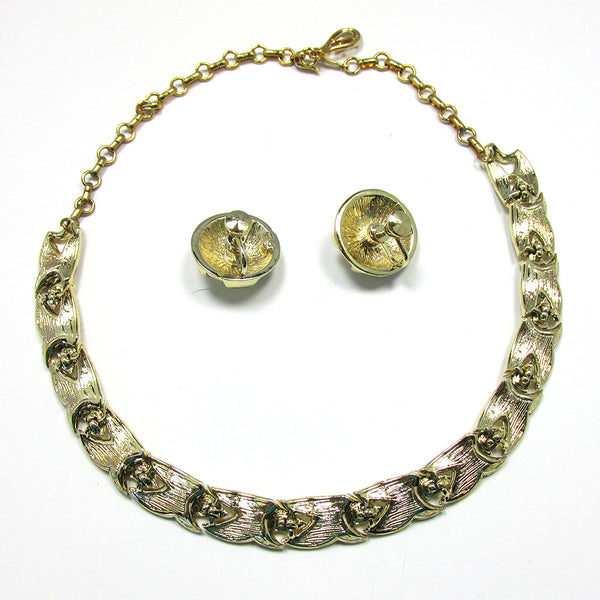 1950s Vintage Coro Mid-Century Designer Link Necklace and Earrings - Set Back