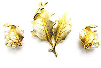 Gorgeous Crown Trifari 1950s Designer Diamante and Pearl Holly Set - Front - Thumbnail