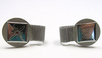 Handsome Signed Hickok 1960s Mid-Century Silver Cufflinks - Front - Thumbnail