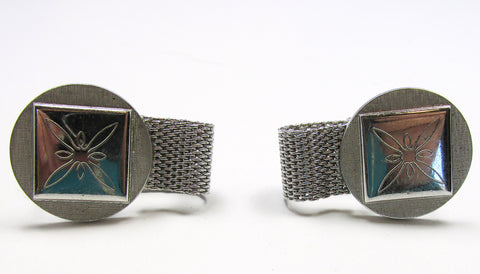 Handsome Signed Hickok 1960s Mid-Century Silver Cufflinks - Front