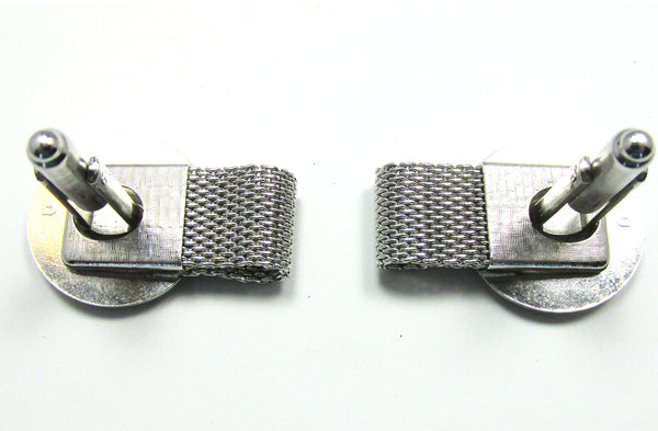 Handsome Signed Hickok 1960s Mid-Century Silver Cufflinks - Back