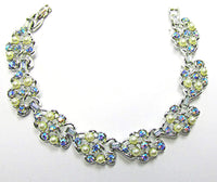 Vintage 1950s Mid-Century Dazzling Diamante and Pearl Floral Set - Bracelet Front - Thumbnail