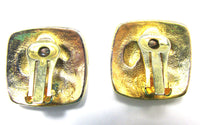 1970s Dramatic Contemporary Style Geometric Enamel Clip-On Earrings - Back - Thumbnail