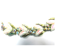 Signed Coro 1950s Mid-Century Iridescent Diamante Link Bracelet - Close Up - Thumbnail