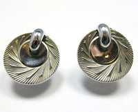 Unique Signed Coro 1950s Mid-Century Engraved Clip-On Earrings - Front - Thumbnail