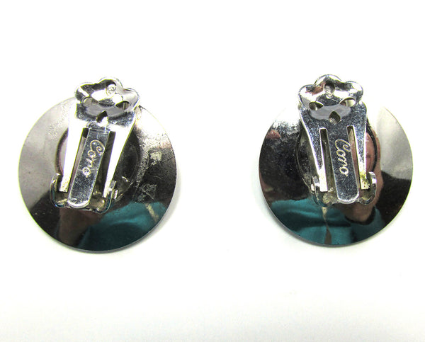 Unique Signed Coro 1950s Mid-Century Engraved Clip-On Earrings - Back
