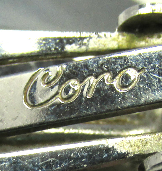 Unique Signed Coro 1950s Mid-Century Engraved Clip-On Earrings - Mark