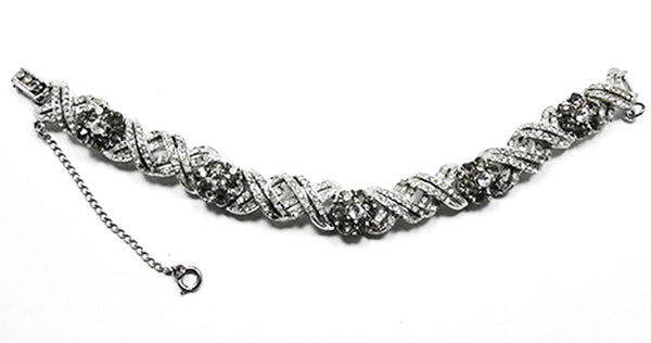 Vintage 1950s Coro Pegasus Black Diamond Rhinestone Bracelet - Front