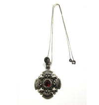 Vintage 1960s Diamante and Sterling Jerusalem Cross Pendant - Front - Thumbnail