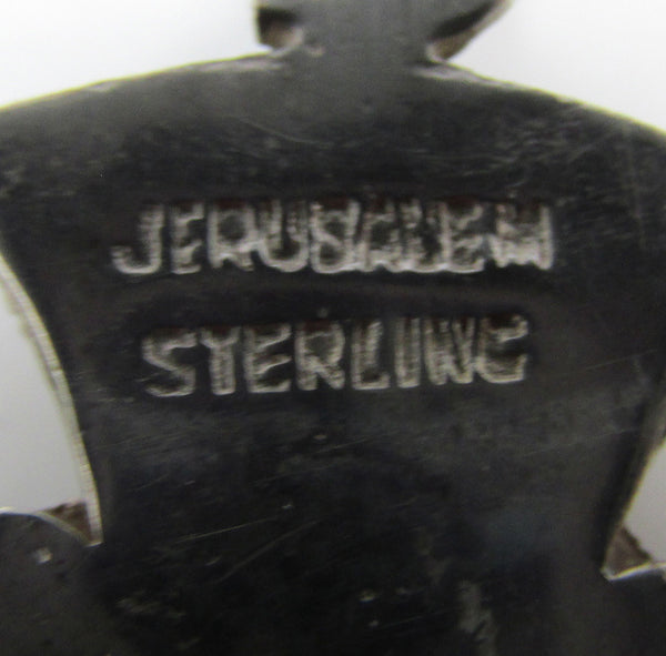Vintage 1960s Diamante and Sterling Jerusalem Cross Pendant - Mark