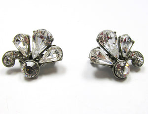 Extraordinary Pair of Vintage 1950s Clear Diamante Scatter Pins - Front