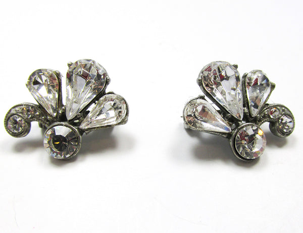 Extraordinary Pair of Vintage 1950s Clear Diamante Scatter Pins - Front