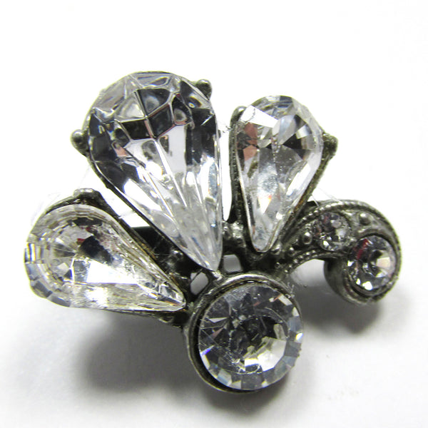 Extraordinary Pair of Vintage 1950s Clear Diamante Scatter Pins - Close Up