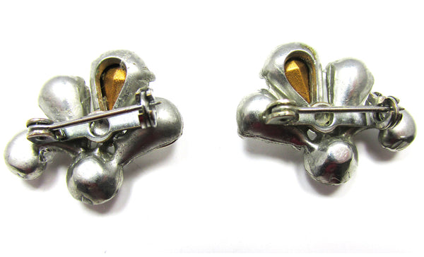 Extraordinary Pair of Vintage 1950s Clear Diamante Scatter Pins - Back