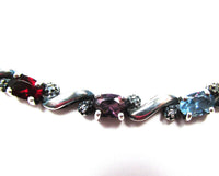 Madison Studio 1990s Vintage Gemstone and Sterling Tennis Bracelet - Close Up - Thumbnail