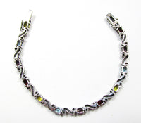 Madison Studio 1990s Vintage Gemstone and Sterling Tennis Bracelet - Back - Thumbnail