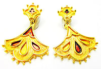 Kramer Vintage1960s Bold Enamel and Gold-Toned Pendant and Earrings - Earrings - Thumbnail