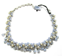 1950s Coro Pegasus Mid-Century Pearl and Bead Floral Necklace - Front - Thumbnail
