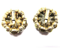 Signed Coro 1950s Designer Pearl and Gold Filigree Bead Earrings - Back - Thumbnail
