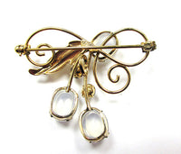 Signed Eye-Catching Van Dell Vintage 1940s Diamante Pin/Pendant - Back - Thumbnail