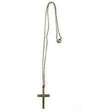 Signed 1940s Vintage Classic Mid-Century Engraved Gold Filled Cross - Front - Thumbnail
