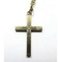 Signed 1940s Vintage Classic Mid-Century Engraved Gold Filled Cross - Close Up of Back - Thumbnail