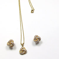 Vintage 1980s Roman Contemporary Style Diamante Love Knot Set - Front - Thumbnail