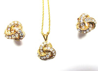 Vintage 1980s Roman Contemporary Style Diamante Love Knot Set - Close Up of Front - Thumbnail