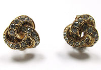 Vintage 1980s Roman Contemporary Style Diamante Love Knot Set - Front  Earrings - Thumbnail