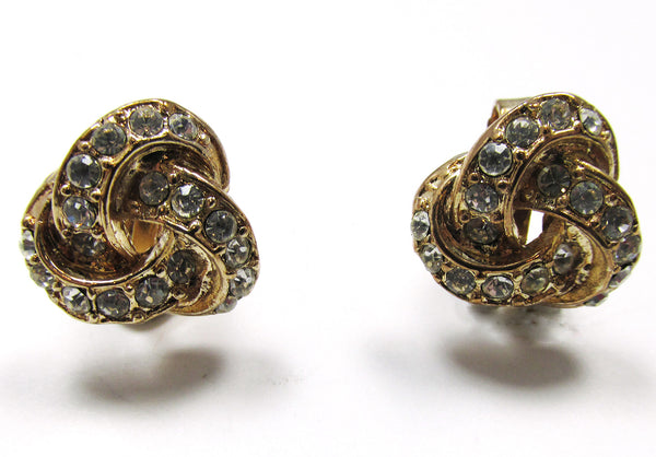 Vintage 1980s Roman Contemporary Style Diamante Love Knot Set - Front  Earrings