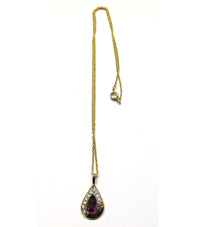 Signed Roman 1970s Timeless Vintage Diamante Teardrop Necklace - Front - Thumbnail