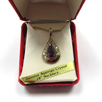 Signed Roman 1970s Timeless Vintage Diamante Teardrop Necklace - Original Box - Thumbnail