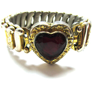 Signed Vintage 1940s Diamante World War II Sweetheart Bracelet - Front