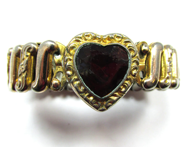 Signed Vintage 1940s Diamante World War II Sweetheart Bracelet - Front