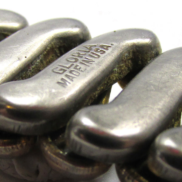 Signed Vintage 1940s Diamante World War II Sweetheart Bracelet - Signature