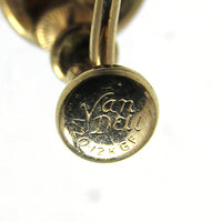 Van Dell Signed 1940s Vintage Opal and Gold-Filled Earrings - Signature - Thumbnail