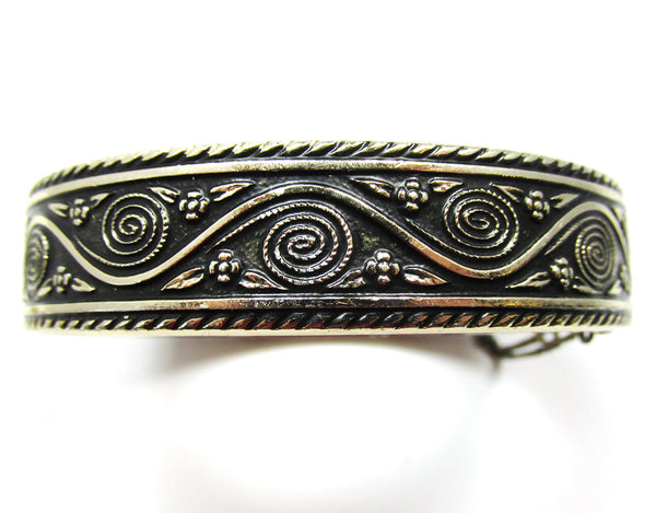 Signed Made in W. Germany Vintage Engraved Bracelet and Earrings - Bracelet