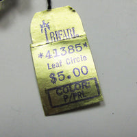 1950s Crown Trifari Mid-Century Pearl Circular Leaf Pin With Tag - Hang Tag - Thumbnail