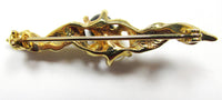 1970s Vintage Contemporary Style Diamante, Pearl, and Onyx Bar Pin - Back - Thumbnail