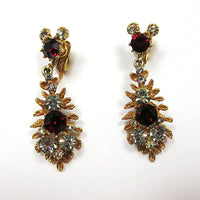Stunning BSK Signed 1950s Vintage Diamante Drop Earrings - Front - Thumbnail